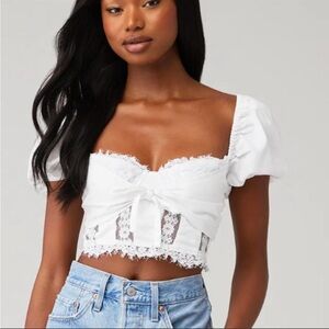 For Love And Lemons White Lace Trim Crop Top - Chantelle Top